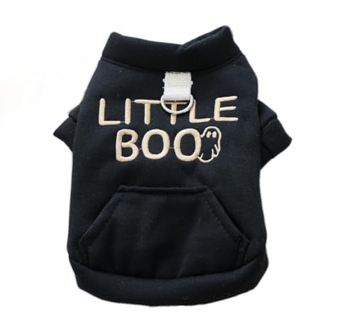 ICOUCHI ペット服 秋冬 かわいい 犬服 コート ジャケット ボア付き あたたかい 防寒 ドッグウェア パーカー 小中型犬 猫 洋服 ハロウィン 仮装 お散歩 (XL,ブラック B)