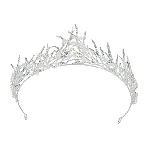 CanB Bride Flower Crowns and Tiaras Baroque Crystal Crown Bridal Tiara Wedding Hair Accesories Princess Pearl Hairband (Sliver) (Sliver) (Sliver) Cover