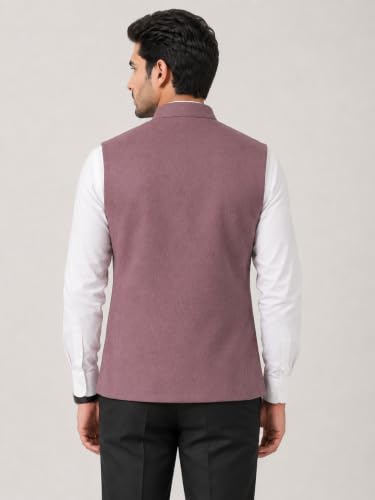 Image of LATEST CHIKAN Men's Nehru Jacket | Mandarin Collar Ethnic Waistcoat | Regular Fit Modi Jacket for Weddings Wear