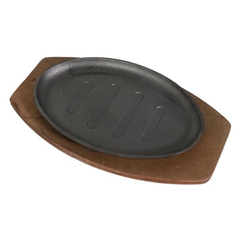 DINHEAROM Plancha Bandeja De Hierro Fundido Antiadherente y Ligera Diseñada Para Asar Carnes y Filetes Barbacoas Caseras y Exteriores