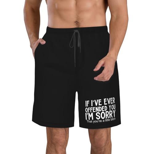 I'm Sorry If I've Ever Offended You Men's Casual Board Shorts Swim Trunks Beach Golf Short Swimwear Bathing Suits