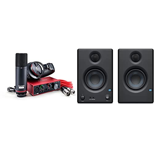 Focusrite Scarlett Solo Studio 3rd Gen, Interfaz de Audio, Micrófono de Condensador y Auriculares, USB + PreSonus Eris E3.5, 3.5%22, bidireccional, Alta definición Monitores de estudio multimedia Cover