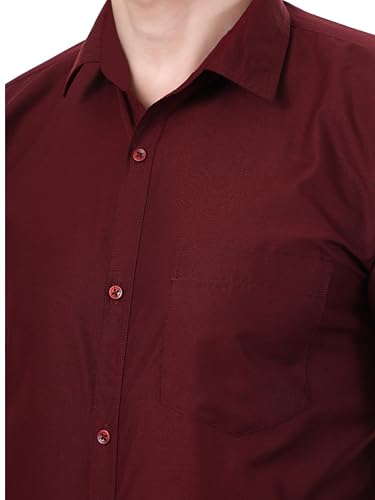 Image of XJARVIS Austin Men's Combed Cotton Shirt | Solid Plain Formal & Casual Shirt for Men | Regular Fit | Spread Collar | Full Sleeve | Office Wear Shirt with Pocket
