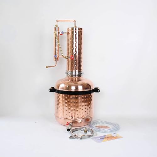 Copper (Reflux Still) Distiller for Distilling Moonshine and Alcohol, Distillery Kit For : Whiskey, Vodka, Brandy, Moonshine Flavoring and other Spirits for Making at Home (11 Gall (42L))