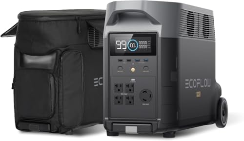 EcoFlow DELTA Proポータブル電源+専用カバー セット 3,600Wh 大容量 非常用電源 家庭用蓄電池 3.1時間フル充電 出力3000W (サージ6000W) リン酸鉄リチウムイオン電池 サイクル3500回以上 アプリ遠隔操作可能 省エネ