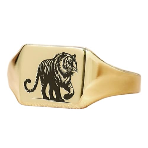 Bague tigre carrée en argent cadeau idéal chevalière vintage homme