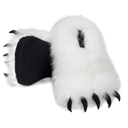 Ibeauti Fuzzy Bear Claw Slippers Animal Paw Polar Bear House Shoes for Women Teens Halloween Christmas Costume Party