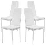 buybyroom Chaise Salle a Manger Lot de 4, Chaise de Cuisine, Les Pattes Métalliques, Confortable Chaise Capitonnée Pouvant Être Utilisée dans la Cuisine, Le Salon et la Salle de Réunion, Blanche