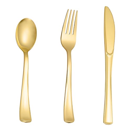 N9R-200pcs-Gold-Plastic-Silverware-Disposable-Gold-Plastic-Silverware-Cutlery-Set-100-Forks-50-Spoons-50-Knives-for-Party-Birthday-Wedding N9R 200pcs Gold Plastic Silverware Disposable Gold Plastic Silverware Cutlery Set 100 Forks 50 Spoons 50 Knives for Party Birthday Wedding