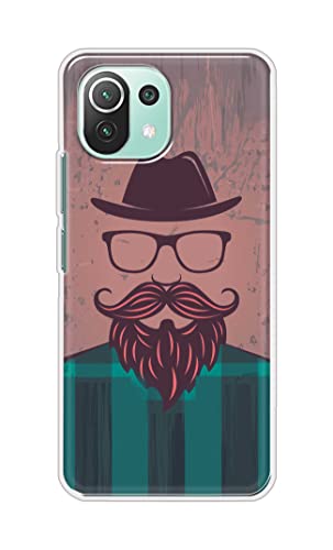Image of PRINTFIDAA Man Icon with Beard Shirt Hipster Printed Designer Hard Case for Mi 11 Lite / 11 Lite 5G NE Back Cover -(e) RPM1001