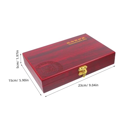 Caja de madera para monedas con tapa y organizador rojo 50 unidades miniatura 2