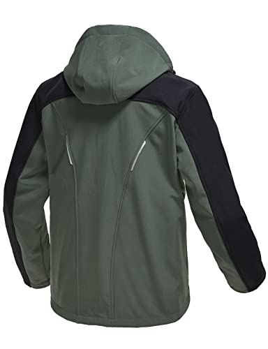 Rdruko Men's Fleece Jacket Full Zip Waterproof Outdoor Work Winter Snow Softshell Jacket(Army Green, CA XL) - Image 3