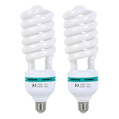 Skytex 2pcs 135W Light Bulb 5500K CFL Daylight Spiral Softbox Lighting Kit Bulb in E27 Socket for Photography Photo Cover