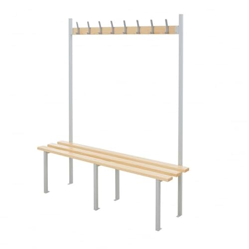 BiGDUG Essentials Changing Room Bench - Single Sided with 8 Hooks - 1750h x 1500w x 350d mm