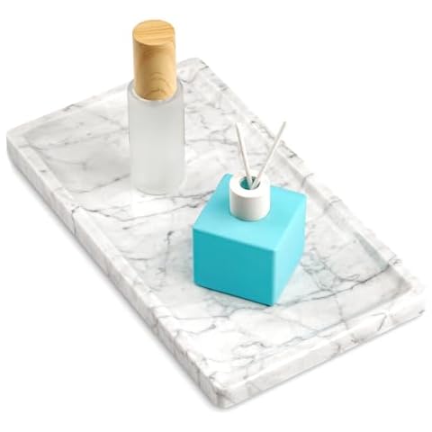 Natural Marble Tray,Real Marble Vanity Tray Perfume Tray Decorative Tray for Home/Bathroom/Kitchen/Vanity/Dresser Cover