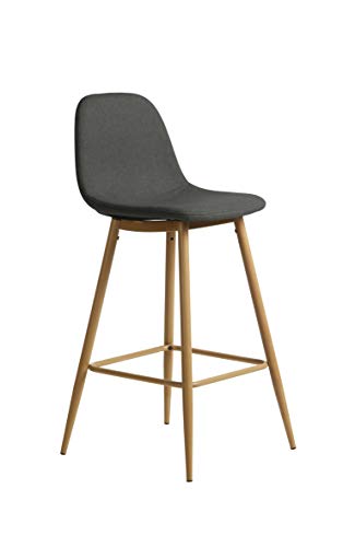 La Silla Española Vigo kruk in Scandinavische stijl, microvezel, grijs, 45 x 48 x 97,5 cm