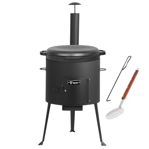 BBQ-Toro Gusseisen Kazan mit Kazan Ofen Ø 39,5 cm | 19 L Gusstopf mit Deckel, Gusseisentopf | Gulaschkessel, Feuerkessel, Outdoor Ofen | Feuer-Ofen, Eintopfofen, Feuerstelle, Außenküche, Utschak