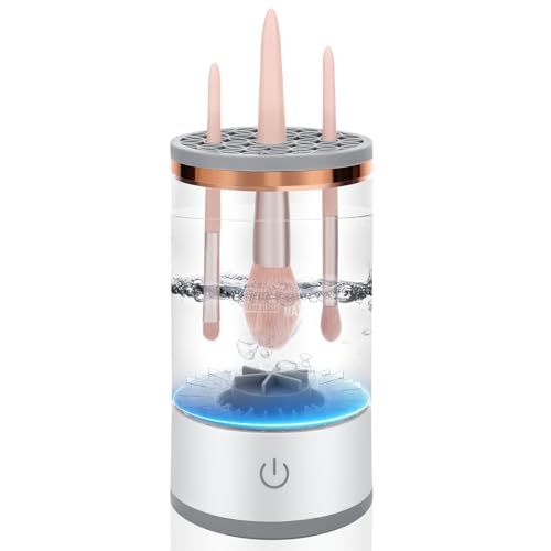 Auauraintt Limpiador de Brochas de Maquillaje, Máquina Limpiadora de Brochas de Maquillaje Eléctrica, Brochas de Maquillaje Limpiador Automática,para Todo Tipo de Brocha de Maquillaje
