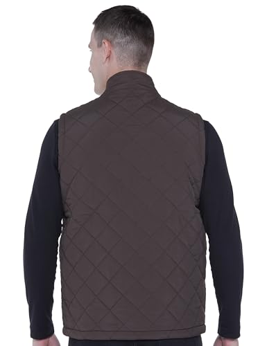 Image of Qube By Fort Collins Men's Sleeveless Jacket - Diamond Quilted Padded Vest for Men | Full Zip High Neck Half Jacket with Stand Collar & Side Pockets for Winter Wear, Office, Travel & Daily Use