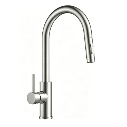 Xiqiggi Robinet Cuisine, Acier Inoxydable Mitigeur Cuisine avec Douchette Pivotant 360° d'Évier Arc Élevé Pulvérisateur Escamotable 2 Mode, Économe Eau...