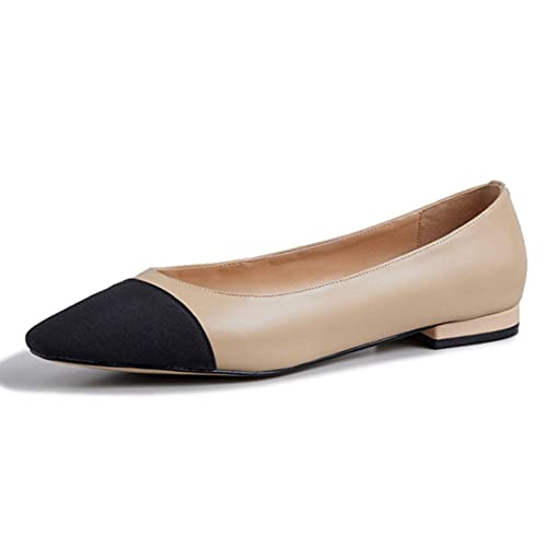 Lutalica W Women's Cap Toe Two Tone Block Heel Slingback Sandals Pointed Toe Cutout Ankle Strap Flats Closed Toe Chunky Heel Slip On Office Pumps