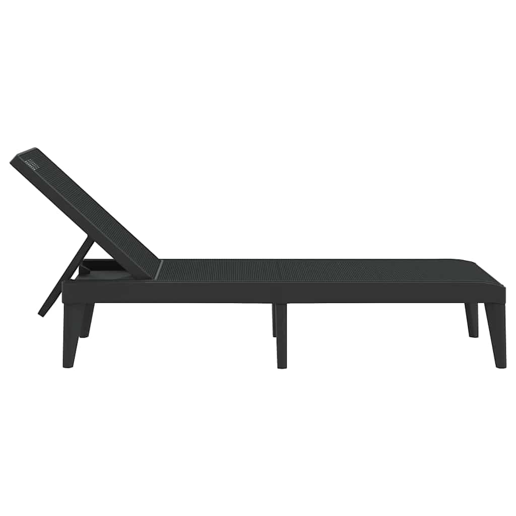 Leżak antracytowy, 186 x 60 x 29 cm, wykonany z wytrzymałego polipropylenu (PP), z regulowanym oparciem, idealny do ogrodu, na balkon, taras, plażę, basen, wellness, kemping, urlop, relaks