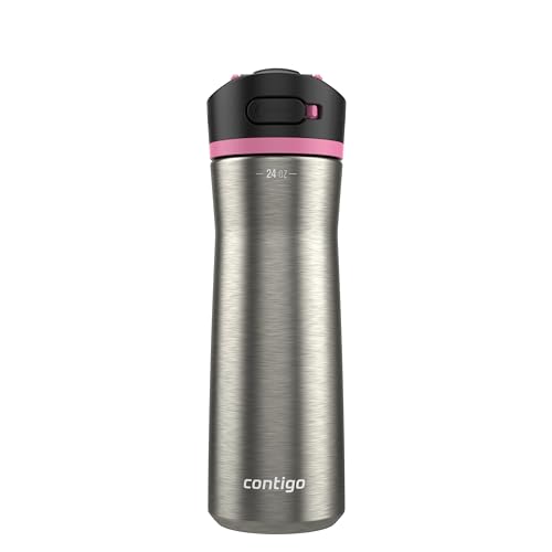 Image of Contigo Ashland Water Bottle, 24 oz, Stainless Steel w /Azalea