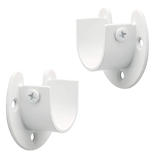 SAYAYO Soporte Barra Cortina, Soporte Barra Armario Blanco Techo Pared 28mm Diámetro 2 Piezas Acero Inoxidable Forma de U Soporte de Barra de Cortina para Armario, Ducha, EFL8001UW-2P