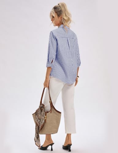 Image of LOMON 3 /4 Length Sleeve Womens Tops Dressy V Neck Collared Shirts Trendy Business Casual Work Blouses Vacation Outfits 2026