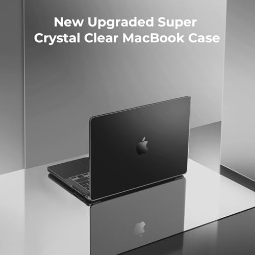 Image of EooCoo Case Compatible with MacBook Pro 14 inch M5 2026-2021 M4 M3 M2 M1 Pro /Max Chip, Hard Shell Cases with Keyboard Cover, Screen Protector - Crystal Black