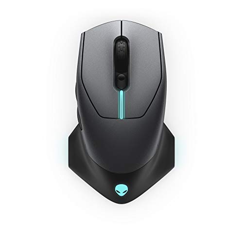 Alienware Wired/Wireless Gaming Mouse AW610M: 16000 DPI Optical Sensor – 350 Hour Rechargeable Battery, 7 Buttons, 3-ZONE 16.8m AlienFX RGB Lighting, Edge-Free Design, Ergonomic, Dark Side of the Moon
