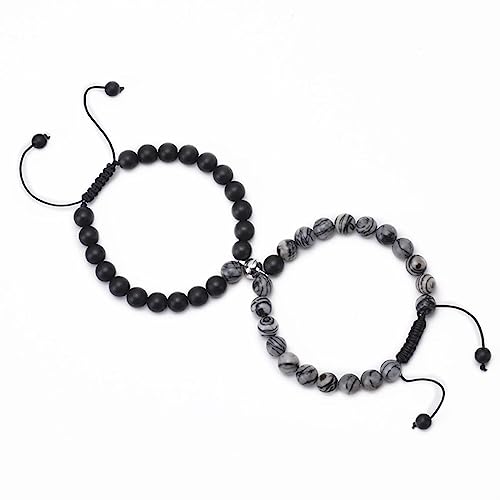 Bracelets tressés en pierre naturelle 8 mm, l'élégance artisanale pour couple