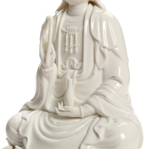 Guan Yin Statue,Quan Yin,Kwan Yin,Kuan Yin,Female Buddha Statue-Goddess Of Mercy And Compassion-Zen Meditating Avalokiteshvara Statue-Top Ceramic-Handmade For Yoga Meditation Zen Feng Shui Home Decor #TOP4