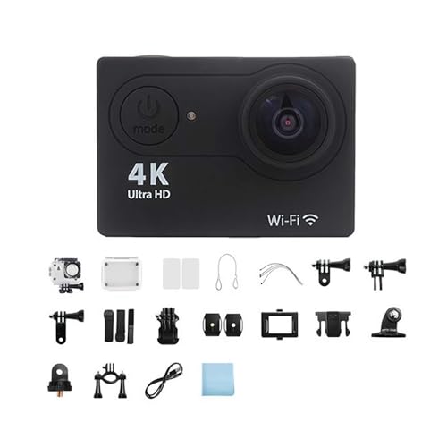 Action Camera 4K compatta - impermeabile con video 4K telecamera subacquea 4K WiFi videocamera HD per esterni ultra-hd dv nero