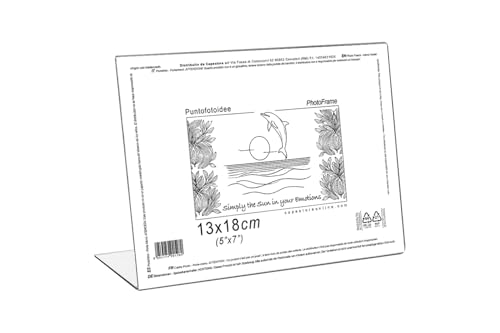 Cornice in Plexiglass da Tavolo - Porta Menu Trasparente - Portafoto da Tavolo - Espositore Pubblicitario - Espositore per Brochure, Depliant, Volantini (Trasparente, 13X18 cm Orizzontale)