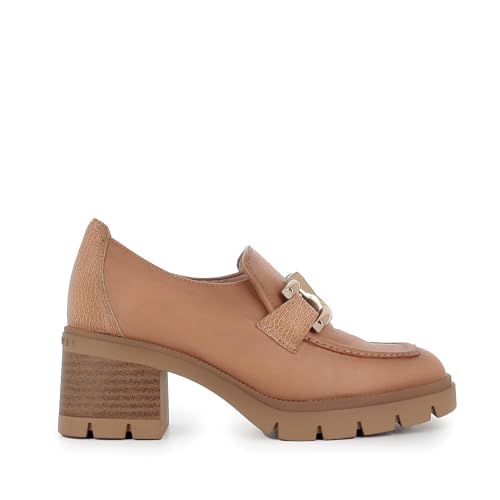 Mocasín tacón con Cadena Piel Beige Mujer para: Mujer Color: Beige Talla: 36