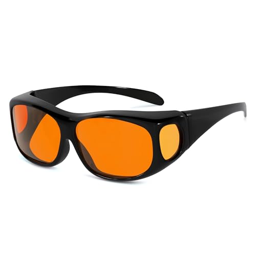 Eyekepper 100% Blue Light Reduction,Huge Fitover Anti-Blue Blocking Computer Eyeglasses with Extra Amber Lenses, Black