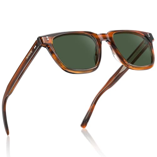 Image of AVAWAY Polarized Sunglasses for Men UV Protection, Square Acetate Frame Outdoor Driving Sun Glasses