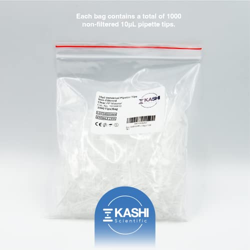 Image of Kashi Scientific 10uL Universal Non-Filter Pipette Tips, Sterile Low Binding Pipet Tips with Clear Graduation, DNase /RNase Free [10uL, 10,000pcs]
