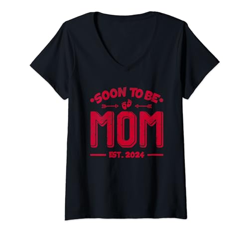 Mujer Pronto to Be Mom 2024 - Promocionado a Mommy EST 2024 Baby Funny Camiseta Cuello V