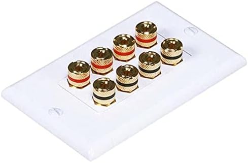 Monoprice 103326 Banana Binding Post Two-Piece Inset Coupler Wall Plate for 4 Speakers
