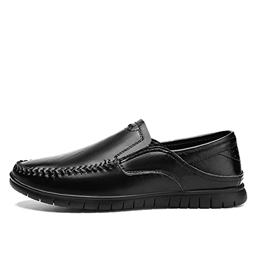 Men's Loafers Simple Flat Heel Moccasins Shoes Leather Resistant Anti-Slip Lightweight Walking Classic Slip On