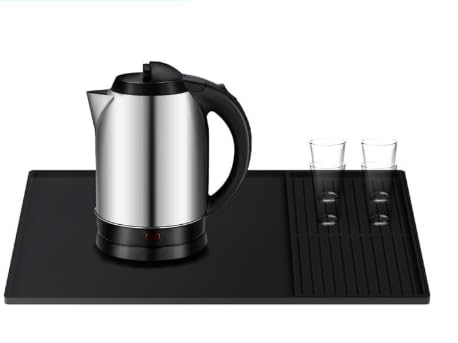 Alfombrilla Cafetera de Silicona, 60 x 40 cm Alfombrilla de Silicona para Café con Bordes Elevados, con Alfombrilla Escurreplatos Desmontable de 40 x 19 cm, para Colocar Debajo de la Máquina de Café