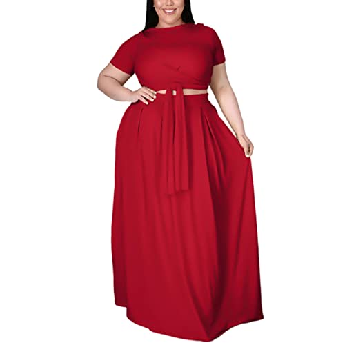 Ensemble robe longue bleue et jupe deux pièces pour femme