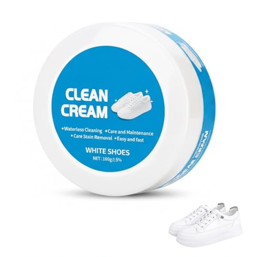 asfanst White Shoe Cleaner Cream Multipurpose No-Wash Cleaning Paste with Sponge for Leather Sneakers and Soles Removes Dirt and Stains (1)
