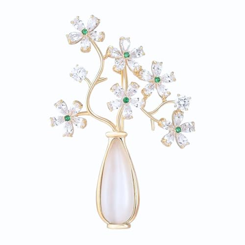 Image of Rhinestone Flower Brooch Austrian Crystal Flower Pin 18k Gold Plated Floral Brooch Lapel Pin Jewelry Mother's Day Birthday Gifts for Mom Wife