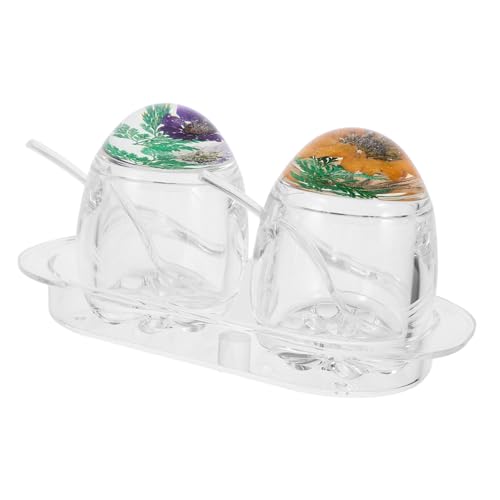 OFFSCH Gewürzbehälter Acryl Gewürzbox mit Deckel Transparent Küchenaufbewahrung für Salz Pfeffer Gewürzspender Satz Zufälliger Stil