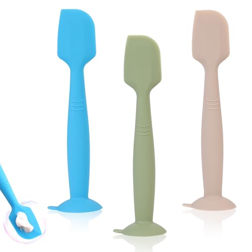 Image of babove Baby Diaper Cream Spatula Applicator 3 Pack Butt Paste Spatula Soft Silicone,Diaper Rash Cream Applicator, Baby Essentials Must Haves Newborn Stuff(Green Blue Beige)