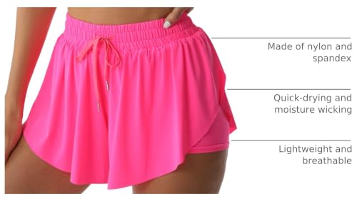 Image of Flowy Athletic Shorts for Women Running Tennis Butterfly Shorts Girls 2-in-1 Double Layer Quick-Drying Comfy Shorts