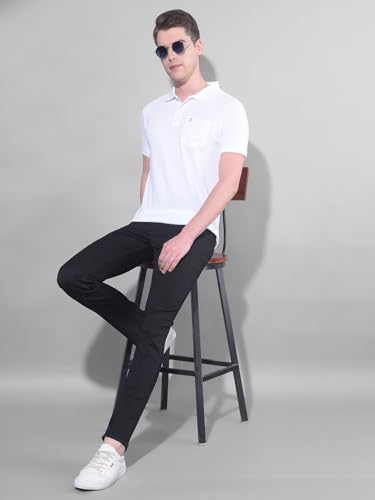 Image of Dollar Men's Pack of 1 Solid Cotton Blend Polo Neck T-Shirt